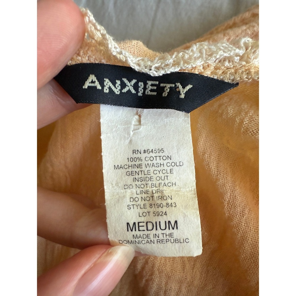 Y2K Peach Sequin Top Boho Fairy Bell Sleeve Renaissance Mallcore McBling Medium - Picture 7 of 8